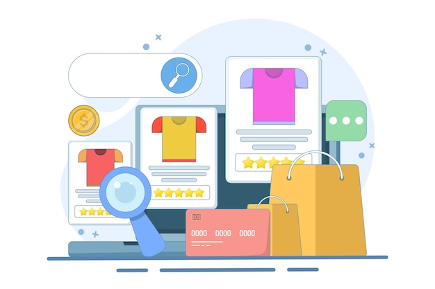 vector illustration about ecommerce seo concept products added search engine results page 675567 9680